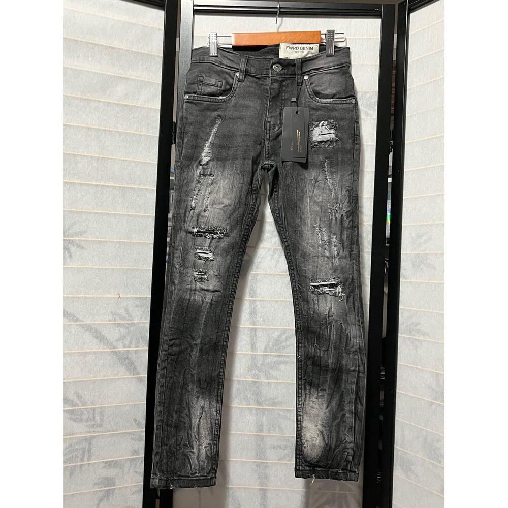 FWRD Denim NY Kids Skinny Jeans Size 12‎ Distressed Black Wash NWT Boys Girls